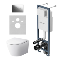Комплект AM.PM Унитаз подвесной Sense C741701SC безободковый + Инсталляция ErgoFit I012711.0151 с кнопкой смыва