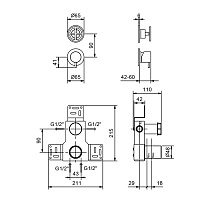 смеситель для душа fantini fontane bianche 47 p5 p085b matt gun metal pvd