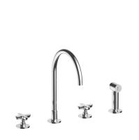 Смеситель Fantini Icona Classic 53 02 R051 для кухни, 4 отв, без донного клапана, излив 215 мм, с ручн. душем, цвет хром