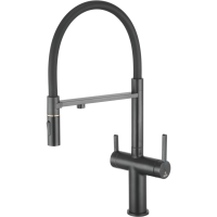 Смеситель для кухни Rose R458H с подключением к фильтру, гибким изливом, черный матовый