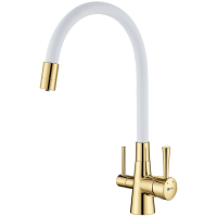 Смеситель для кухни Lemark Comfort LM3075G-White Золото Белый