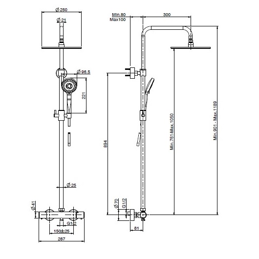 душевая система fima carlo frattini shower column f4285/r259ns черный матовый