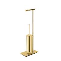 Стойка с аксессуарам Colombo Design Square B9907.OM напольная, с держателем т|б, туалетный ершик, PVD золото матовое