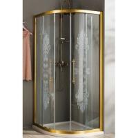 Душевой уголок Migliore Aurelia 90×90x185 20388 профиль золото, стекло, стекло прозрачное с декором