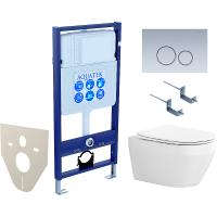 Комплект унитаза с инсталляцией Aquatek Set Aquatek Лея cm-019 4в1 с сиденьем Микролифт и клавишей смыва Хром матовый
