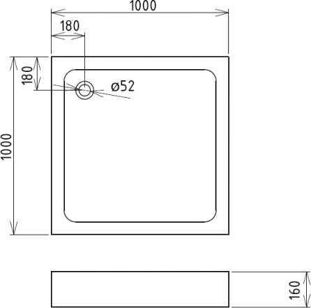 душевой поддон gemy st16t 100×100 см, белый