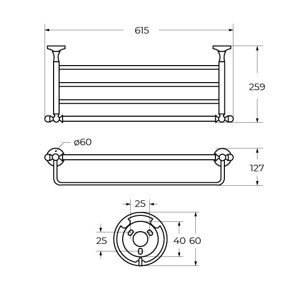 Полка для полотенец Art&Max Antic Crystal AM-E-2622SJ-Br, цвет бронза