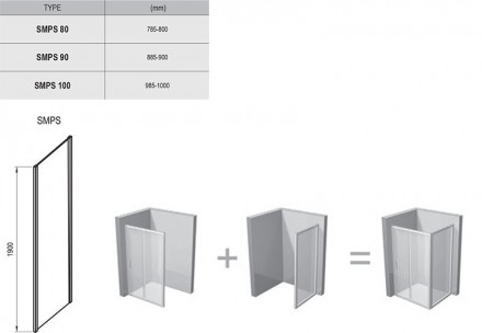 душевая стенка ravak smartline smps-90 l 9sl70a00z1 профиль хром, стекло прозрачное