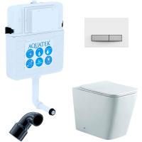 Комплект унитаза со смывным бачком Aquatek Set BW Aquatek Либра N-030 3в1 с сиденьем Микролифт и Белой глянцевой клавишей смыва