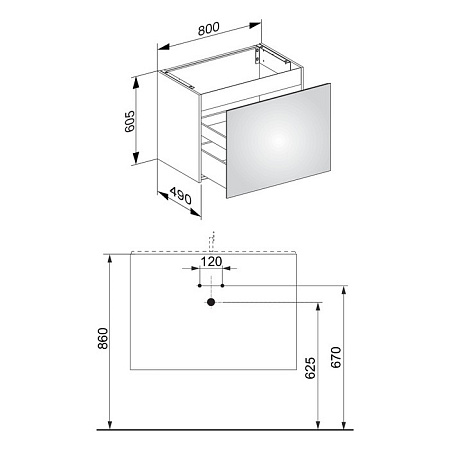 тумба под раковину keuco plan 80 32962 290000 инокс