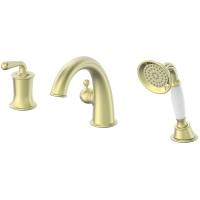 Смеситель на борт ванны Wonzon & Woghand Steam WW-88659008-BG с душевым гарнитуром, золотой матовый
