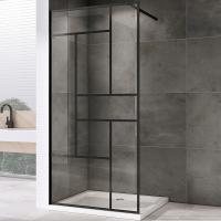 Душевая стенка Abber Immer Offen, 90 см, со свободным входом, профиль черный, стекло прозрачное, AG63090B