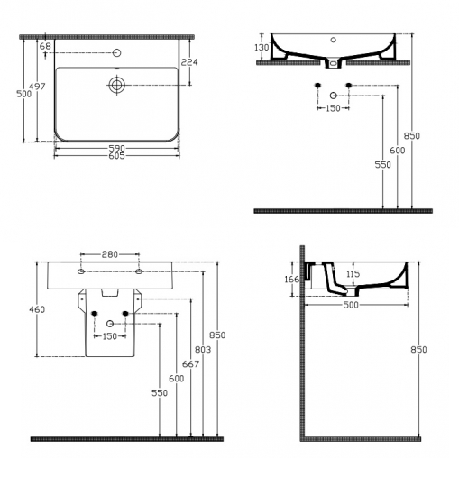 раковина isvea sott'aqua 10sq51061sv накладная, 60.5x50 см, белый