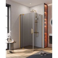 Душевой уголок Cezares Slider SLIDER-AH-1-100-80/90-GRIGIO-BORO 80-90x99,5 см, профиль золотой матовый, стекло графитовое