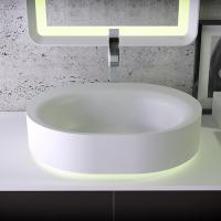 Раковина накладная Knief Moon 55х45 см, с LED подсветкой, цвет: белый матовый