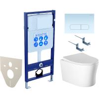 Комплект унитаза с инсталляцией Aquatek Set Aquatek Ника-013 4в1 с сиденьем Микролифт и Белой клавишей смыва