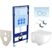 Комплект унитаза с инсталляцией Aquatek Set Aquatek Дива-015 4в1 с сиденьем Микролифт и Белой клавишей смыва