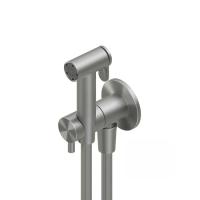 Гигиенический душ Quadro design Complements ID026 AS с запорным вентилем, держатель с шланговым подсоединением, сталь брашированная
