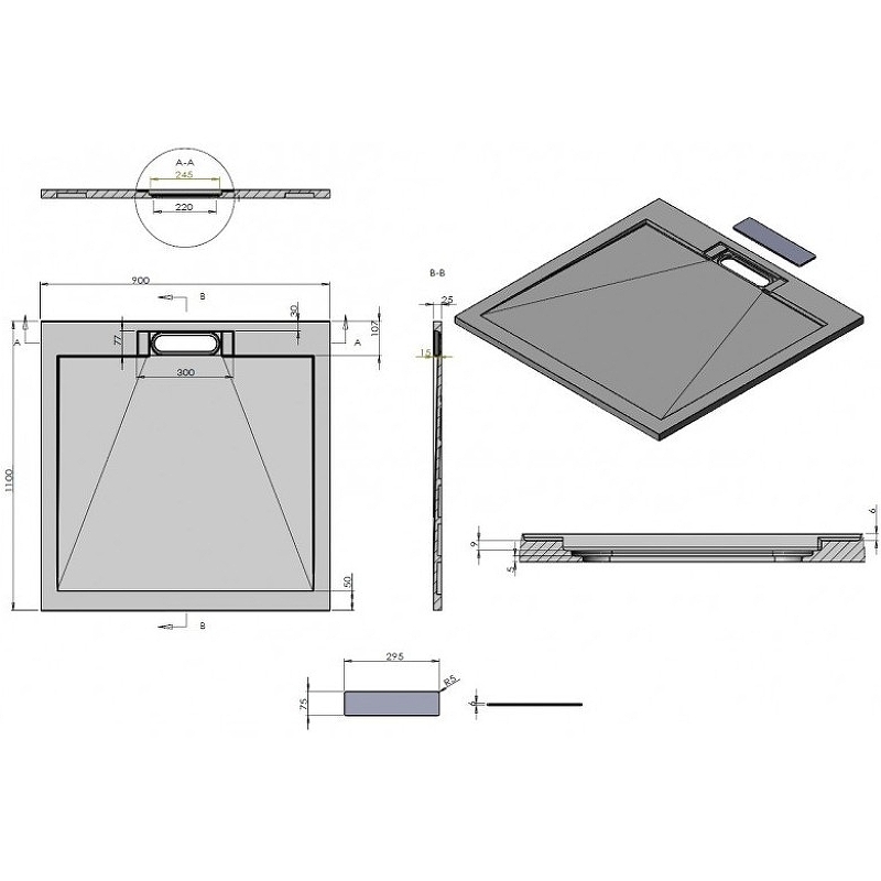 Душевой поддон из искусственного камня Esbano Luxe ESP-LX119W 110x90 ESPLX 119W белый матовый Душевой поддон из искусственного камня Esbano Luxe ESP-LX119W 110x90 ESPLX 119W белый матовый