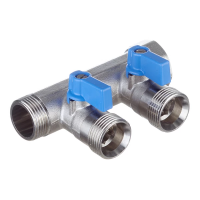 Коллектор Henco 3/4 ВР(г) х 2 выхода 3/4 НР(ш) ЕК х 3/4 НР(ш) с шаровыми кранами, VB050502-BLAUW