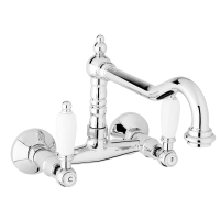 Смеситель для кухни хром, ручки белые Cezares First FIRST-LLP-01-Bi