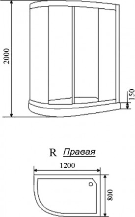 душевой уголок timo by 120×80 by-549r профиль хром, стекло прозрачное