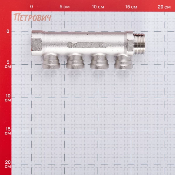 коллектор valtec 1 вр(г) х 4 выхода 1/2 вр(г) х 1 нр(ш) (vtc.550.n.0604)