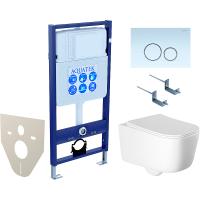Комплект унитаза с инсталляцией Aquatek Set Aquatek Лугано-015 4в1 с сиденьем Микролифт и Белой клавишей смыва
