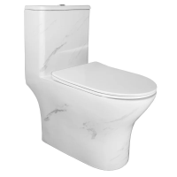 Унитаз моноблок Azario Terni AZ-8618M напольный, горизонтальный слив, с сиденьем микролифт, 67x35x76 см, белый мрамор