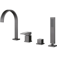 Смеситель на борт ванны Abber Wasserfall AF8613NG с душевым гарнитуром, никель