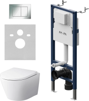 Комплект унитаза с инсталляцией AM.PM Sense FlashClean IS90251.741701 с сиденьем Микролифт и клавишей смыва Хром глянцевый