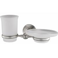 Стакан для зубных щеток WasserKRAFT Ammer K-7026 с мыльницей, цвет хром матовый Стакан для зубных щеток WasserKRAFT Ammer K-7026 с мыльницей, цвет хром матовый