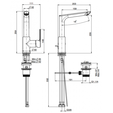 смеситель для раковины fima carlo frattini mast f3151fcr