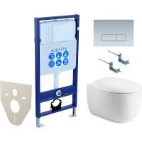 Комплект унитаза с инсталляцией Aquatek Set Aquatek Альтаир cm-014 4в1 с сиденьем Микролифт и клавишей смыва Хром матовый