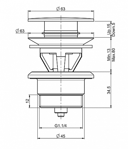 донный клапан fima carlo frattini sottolavabo f2677cr click-clack, хром