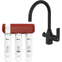 Смеситель для кухни Lemark Ursus LM7261BL086 черный, с фильтром Optima