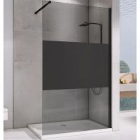 Душевая перегородка Abber Immer Offen 120 AG69120BT профиль черный, стекло прозрачное с тонированной полосой