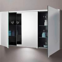Burgbad Eqio Зеркальный шкаф с гориз светодиод подсв.120х80х17см,3 зерк двери с обоих сторон, вариант R, цвет: серый