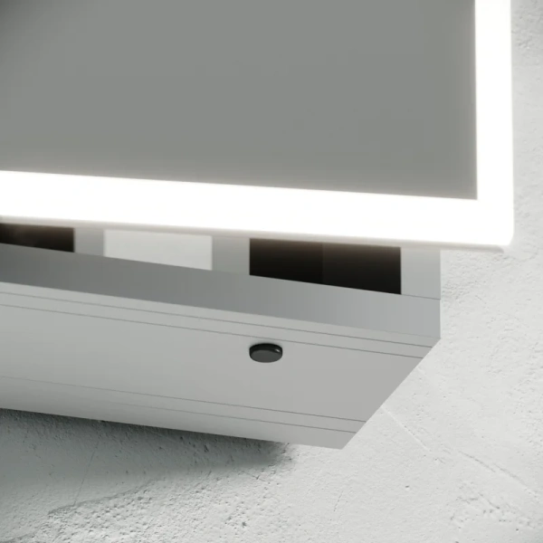 зеркальный шкаф из алюминия для ванной комнаты sancos evoke 600x700х136 мм с led подсветкой sc8060