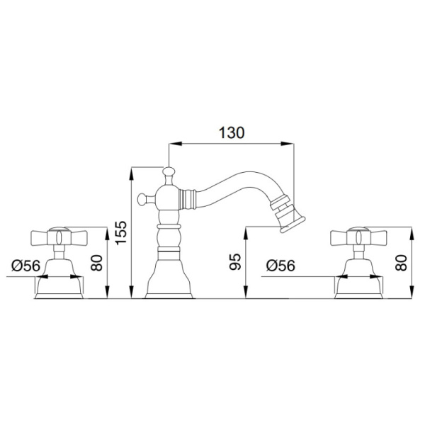 смеситель migliore princeton ml.prn-825.cr для биде, на 3 отверстия, цвет хром