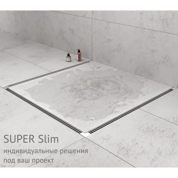 душевой лоток berges super slim 700 091053 с решеткой хром глянец