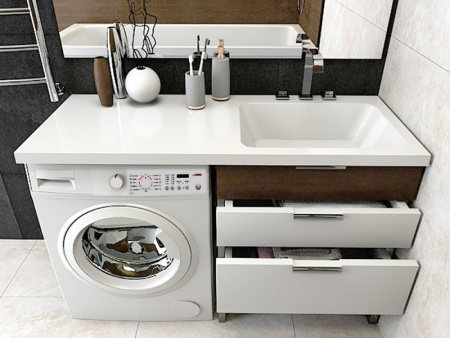 раковина madera kamilla 120 r 4627173210010 на стиральную машину, белая