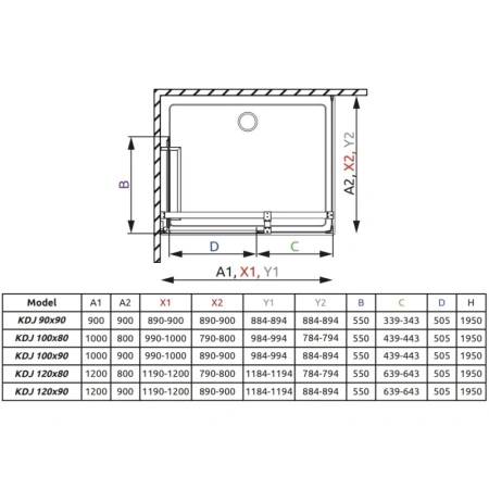 душевой уголок radaway carena kdj 100 l×80 коричневое