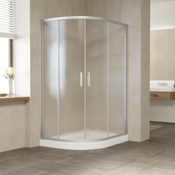 душевой уголок vegas glass zs-f 120*110 07 02 профиль матовый хром, стекло шиншилла