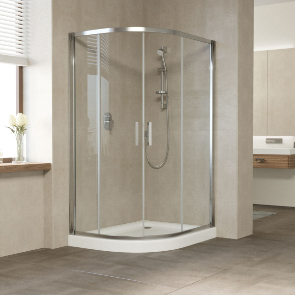 душевой уголок vegas glass zs-f 120*110 08 01 профиль глянцевый хром, стекло прозрачное