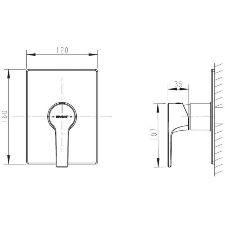 смеситель для душа bravat prolate pb85179c-a с внутренней частью,