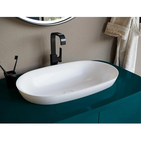 раковина salini marea 01 1802201mrfполувстраиваемая, 64.5x38.7 см, из искусственного камня s-stone,цвет покраска по ral полностью