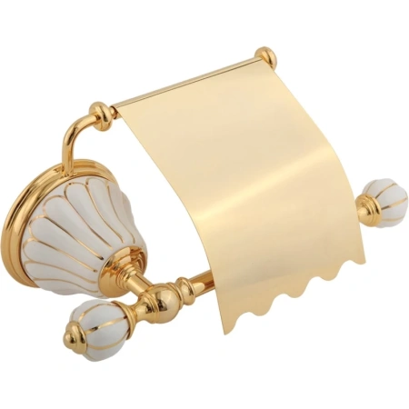 Держатель туалетной бумаги Migliore Olivia 17512 с крышкой цвет белый \ цвет золото