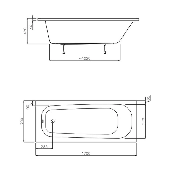 акриловая ванна ravak septima 170x70 c632s00000 без гидромассажа