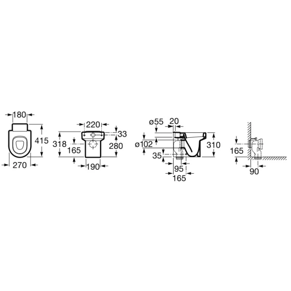 приставной унитаз roca happening 347115000